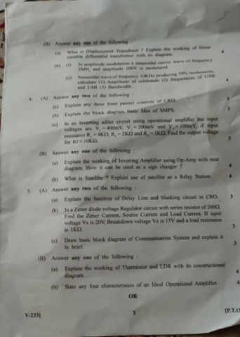 Electronics Question Paper 1