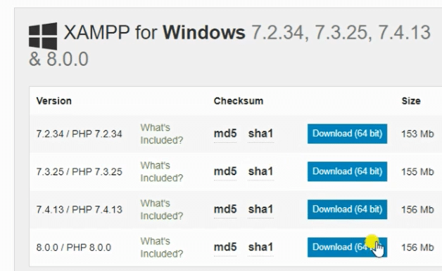 how to download and install Xampp server on windows 64 bit