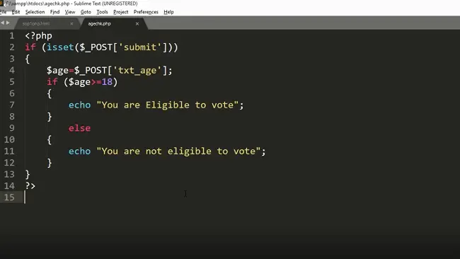 PHP program to check if a person is eligible to vote