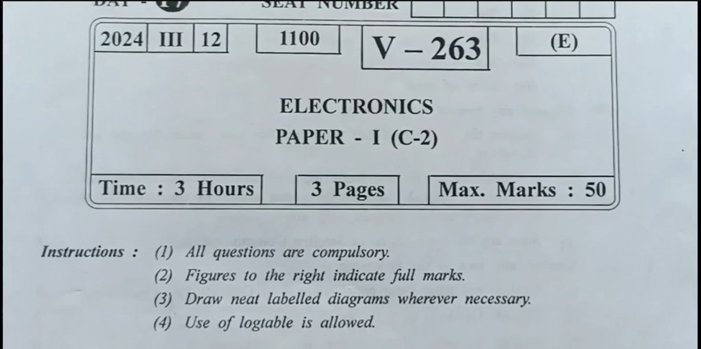 hsc electronics board exams question paper