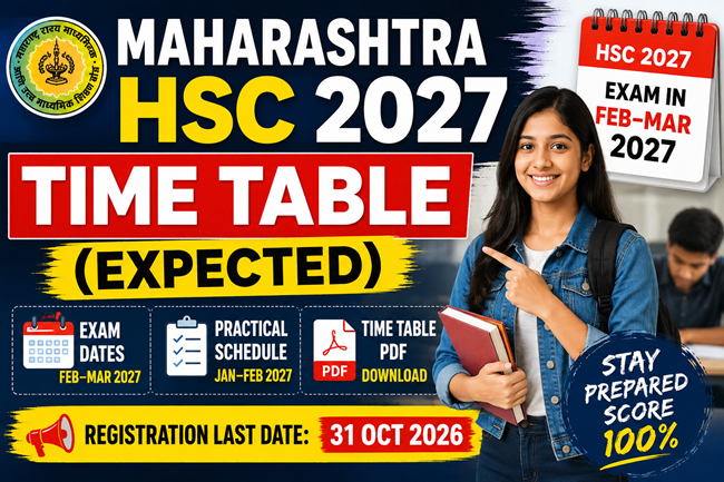 HSC Maharastra Board Exam Timetable 2027