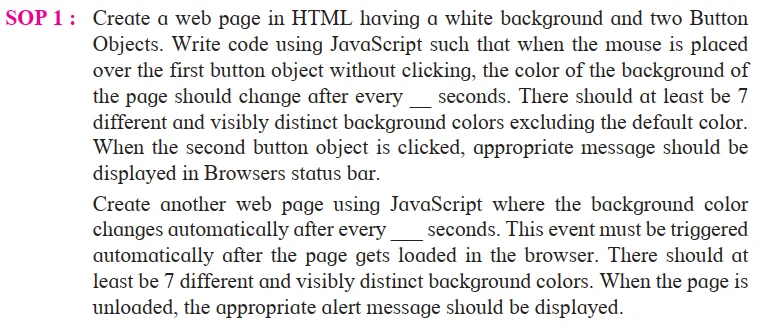 HSC IT Advanced JavaScript SOP Practicals Textbook Solutions