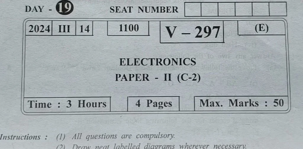 HSC Electronics paper2 board question paper 2024