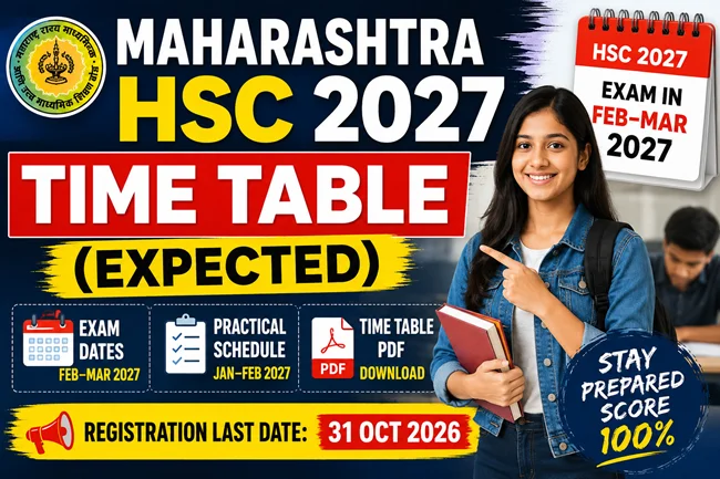 HSC Maharastra Board Exam Timetable 2027